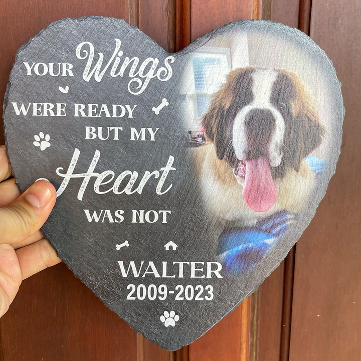 Your Wings Were Ready But My Heart Was Not - Personalized Dog Memorial Stone