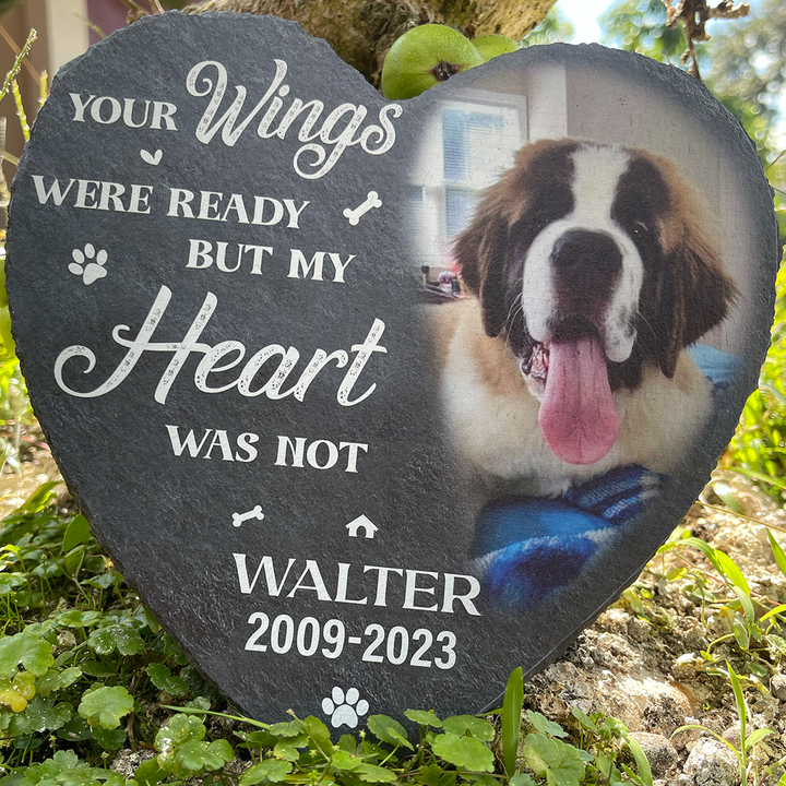 Your Wings Were Ready But My Heart Was Not - Personalized Dog Memorial Stone