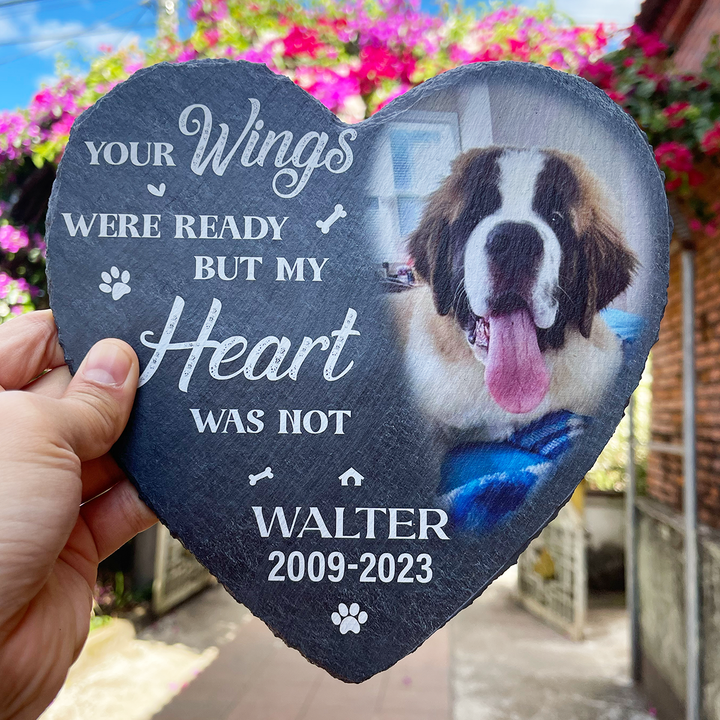 Your Wings Were Ready But My Heart Was Not - Personalized Dog Memorial Stone