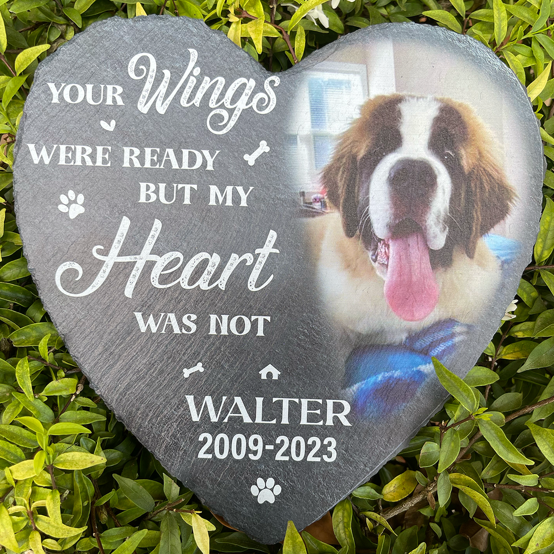 Your Wings Were Ready But My Heart Was Not - Personalized Dog Memorial Stone