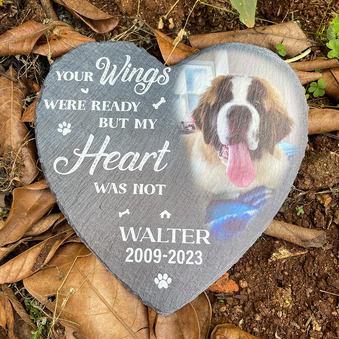 Your Wings Were Ready But My Heart Was Not - Personalized Dog Memorial Stone