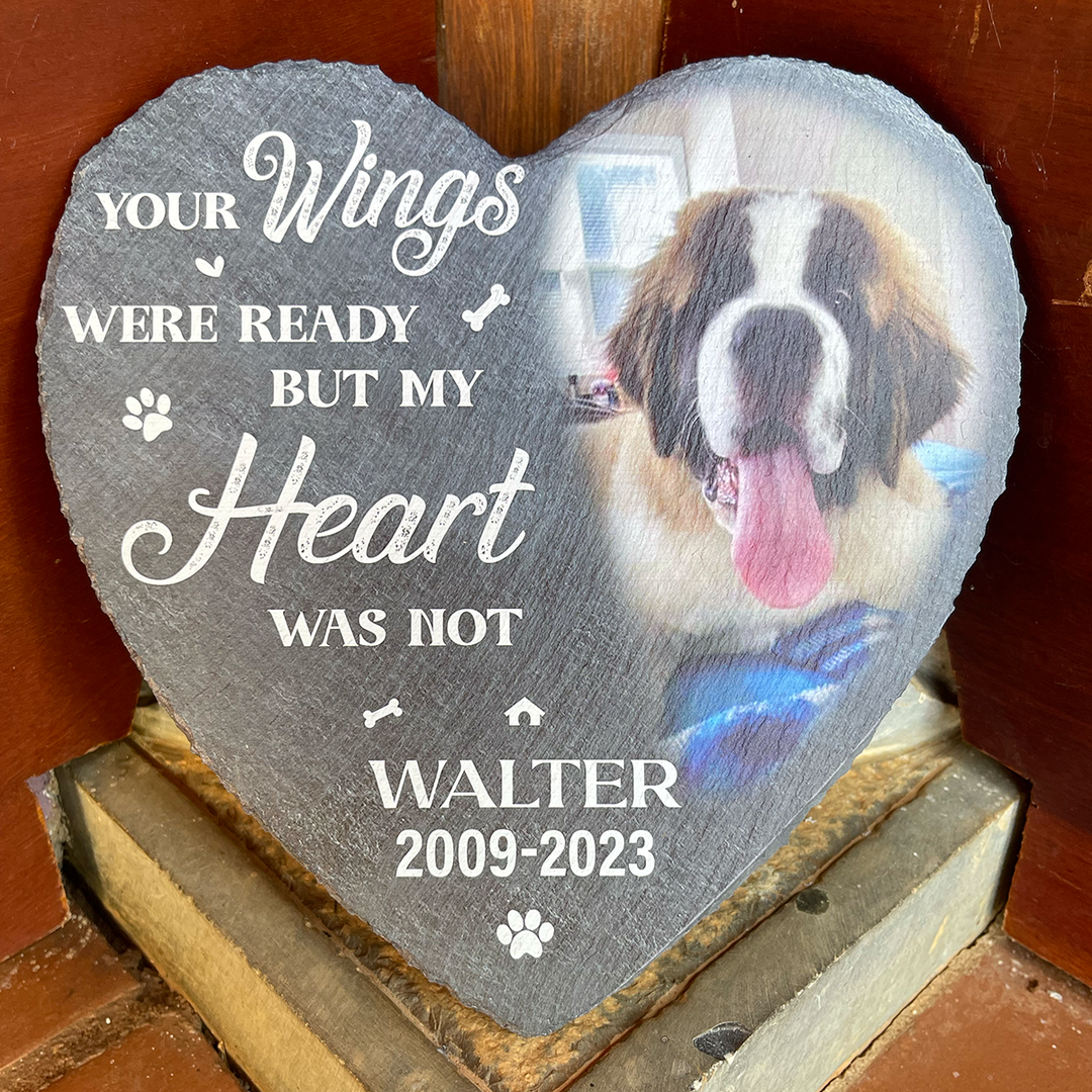 Your Wings Were Ready But My Heart Was Not - Personalized Dog Memorial Stone