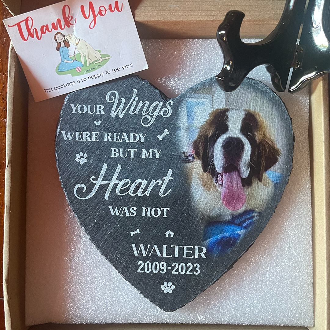 Your Wings Were Ready But My Heart Was Not - Personalized Dog Memorial Stone
