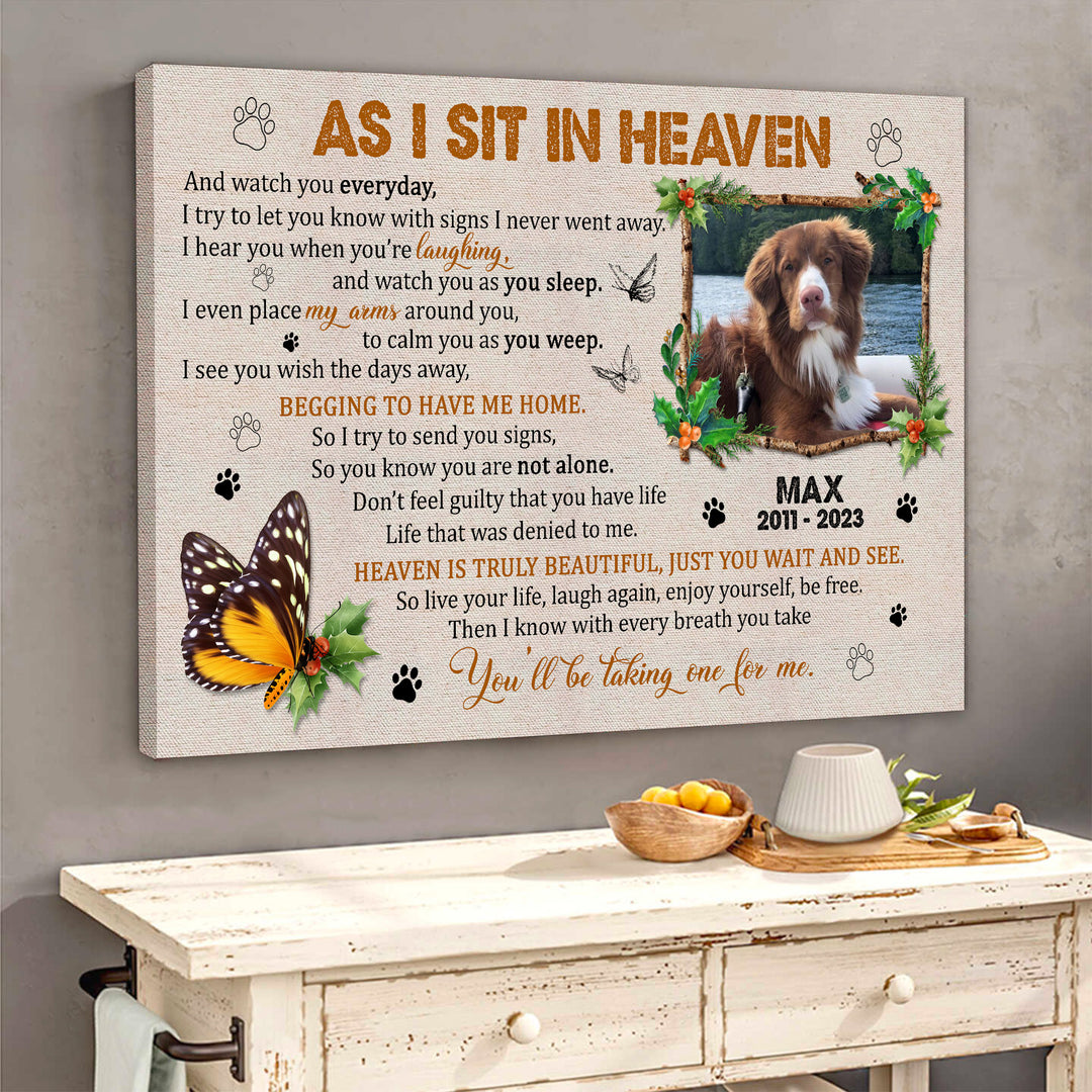 As I Sit In Heaven - Dog Memorial Canvas