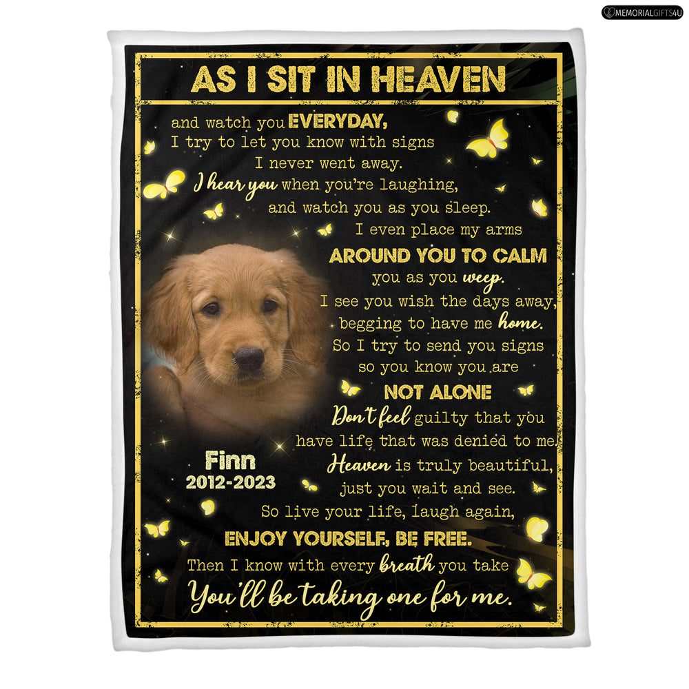 As I Sit In Heaven Poem Dog Memory Blanket - Dog Memorial Gifts