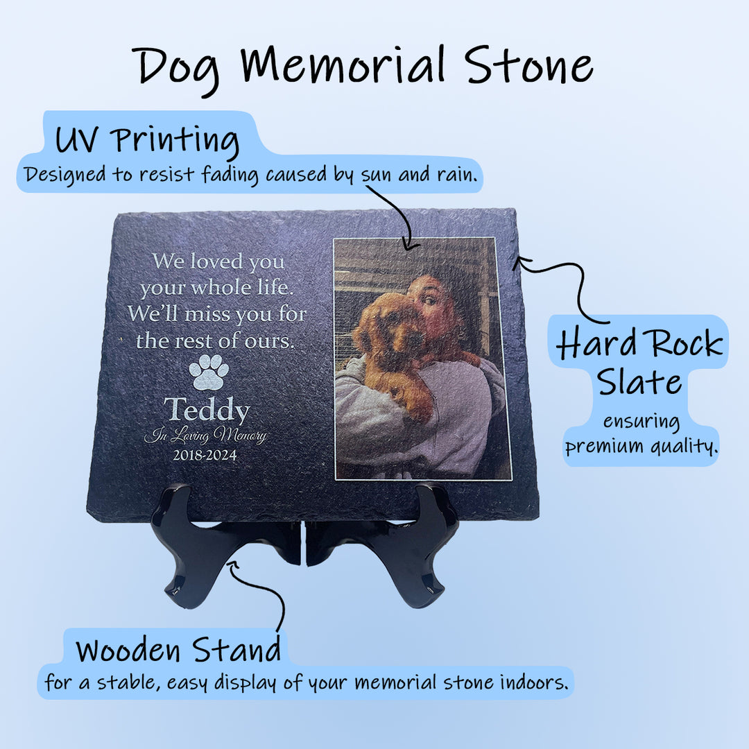 Heartwarming Tribute- We Loved You Your Whole Life, We'll Miss You For The Rest of Ours - Personalized Dog Memorial Stone