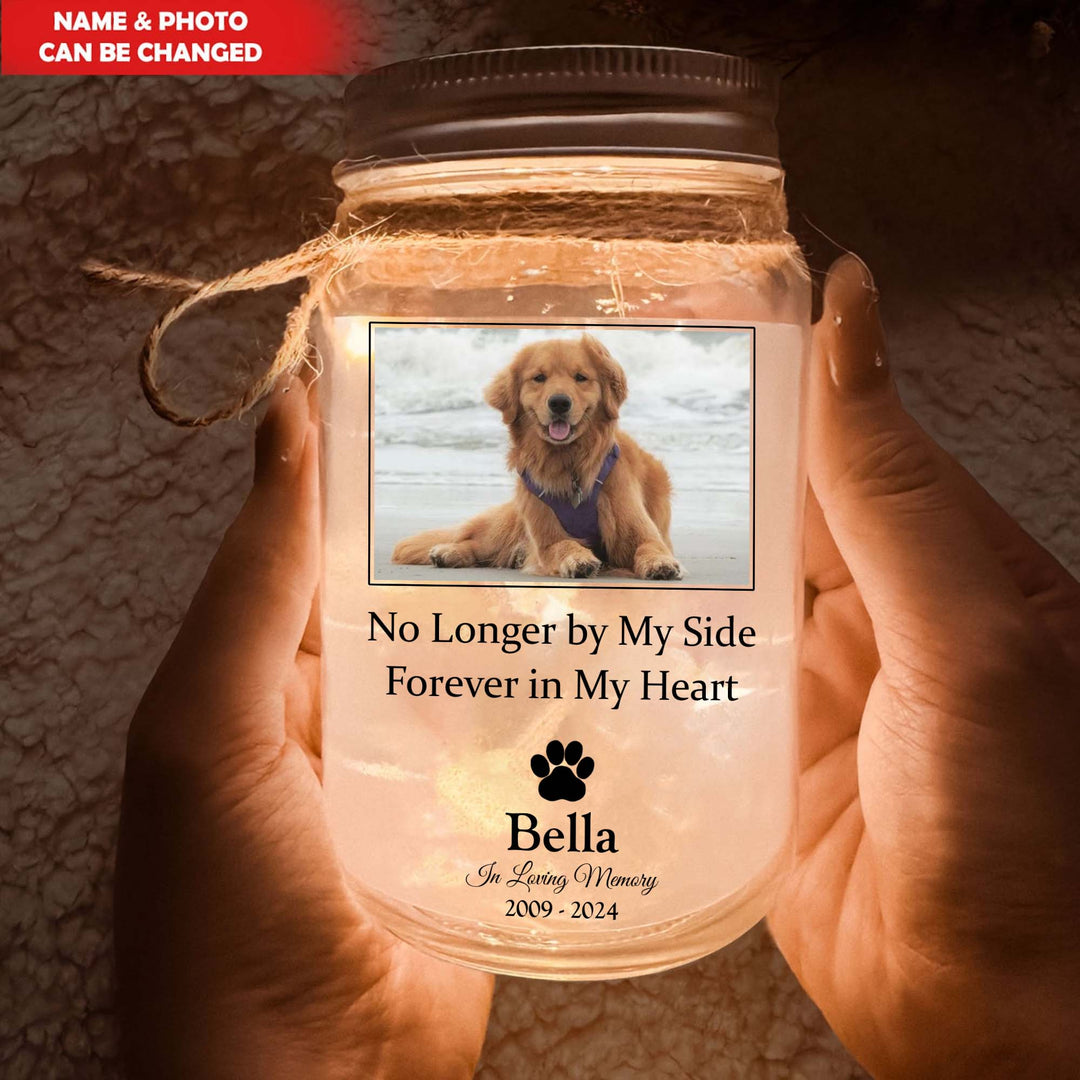 No Longer By My Side But Forever In My Heart - Memorial Personalized Jar Light