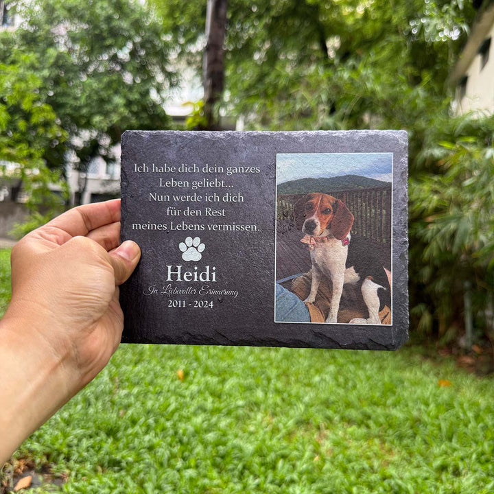 Ich habe dich dein ganzes Leben geliebt - Personalized Dog Memorial Stone