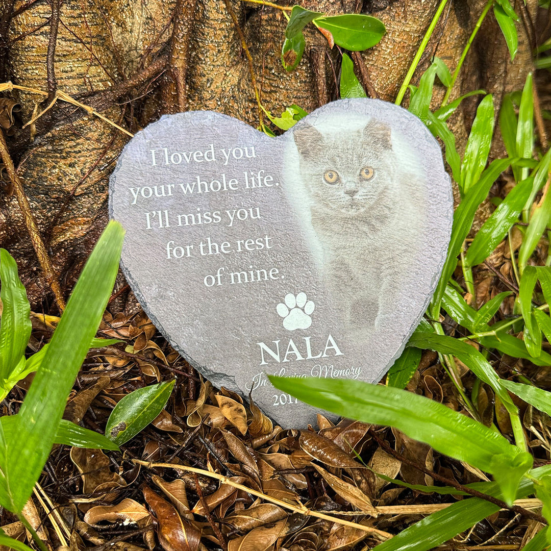 Heartwarming Tribute- I Loved You Your Whole Life, I'll Miss You For The Rest of Mine - Personalized Cat Memorial Stone