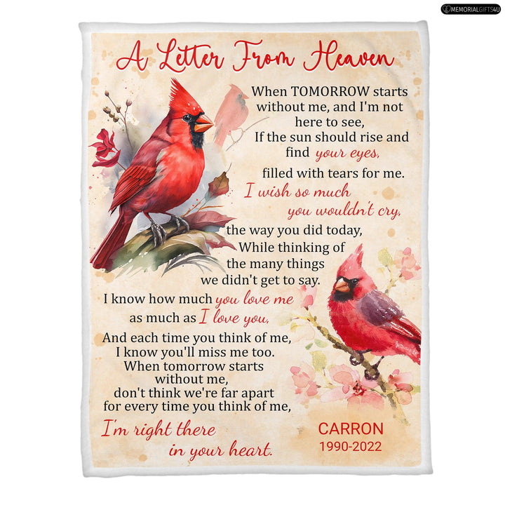 A Letter From Heaven Poem - Remembrance Gifts For Loss Of Mother Fleece Blanket