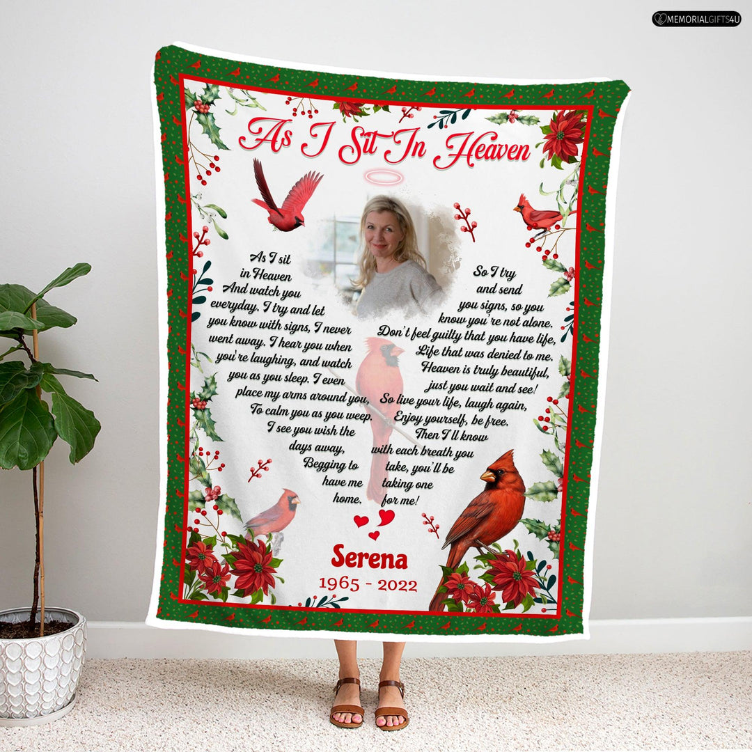 As I Sit In Heaven - Personalized Condolence Gifts For Loss Of Mother Fleece Blanket