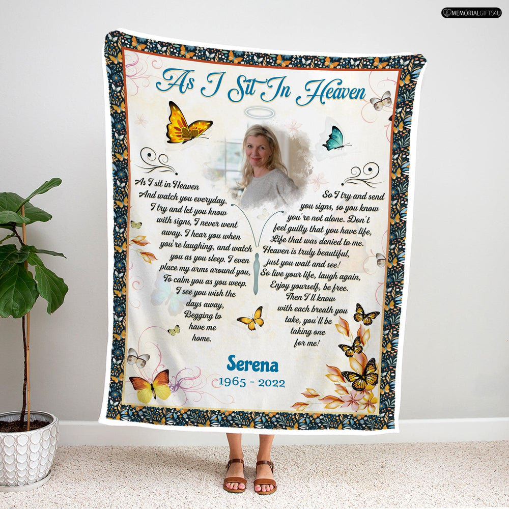 As I Sit In Heaven - Personalized Condolence Gifts For Loss Of Mother Fleece Blanket