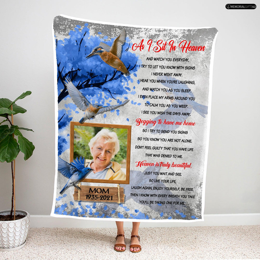 As I Sit In Heaven - Personalized In Loving Memory Gifts For Loss Of Mother Fleece Blanket
