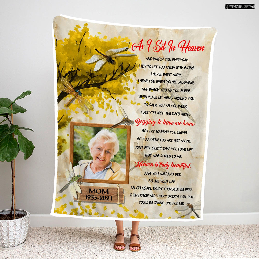 As I Sit In Heaven - Personalized In Loving Memory Gifts For Loss Of Mother Fleece Blanket