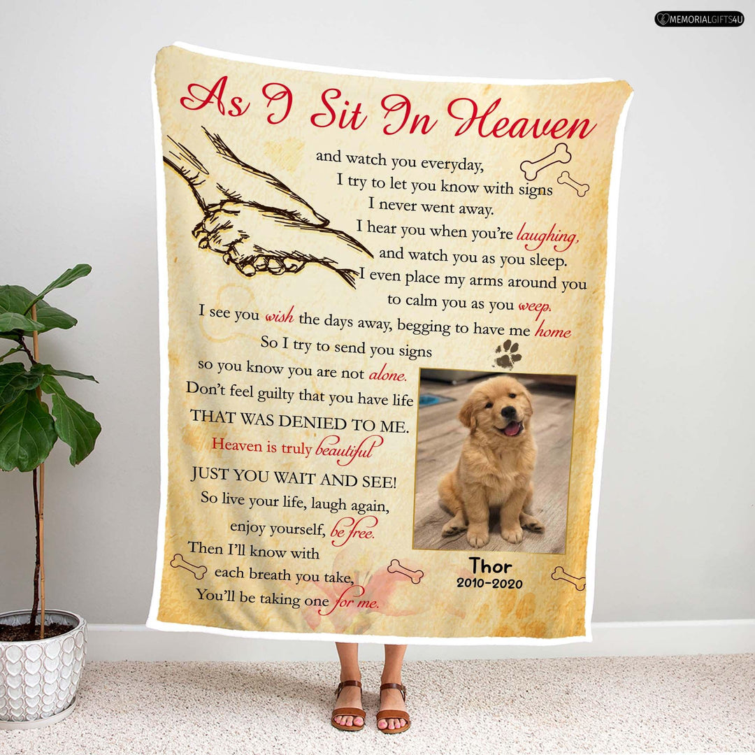 As I Sit In Heaven Poem - Dog Memory Blanket