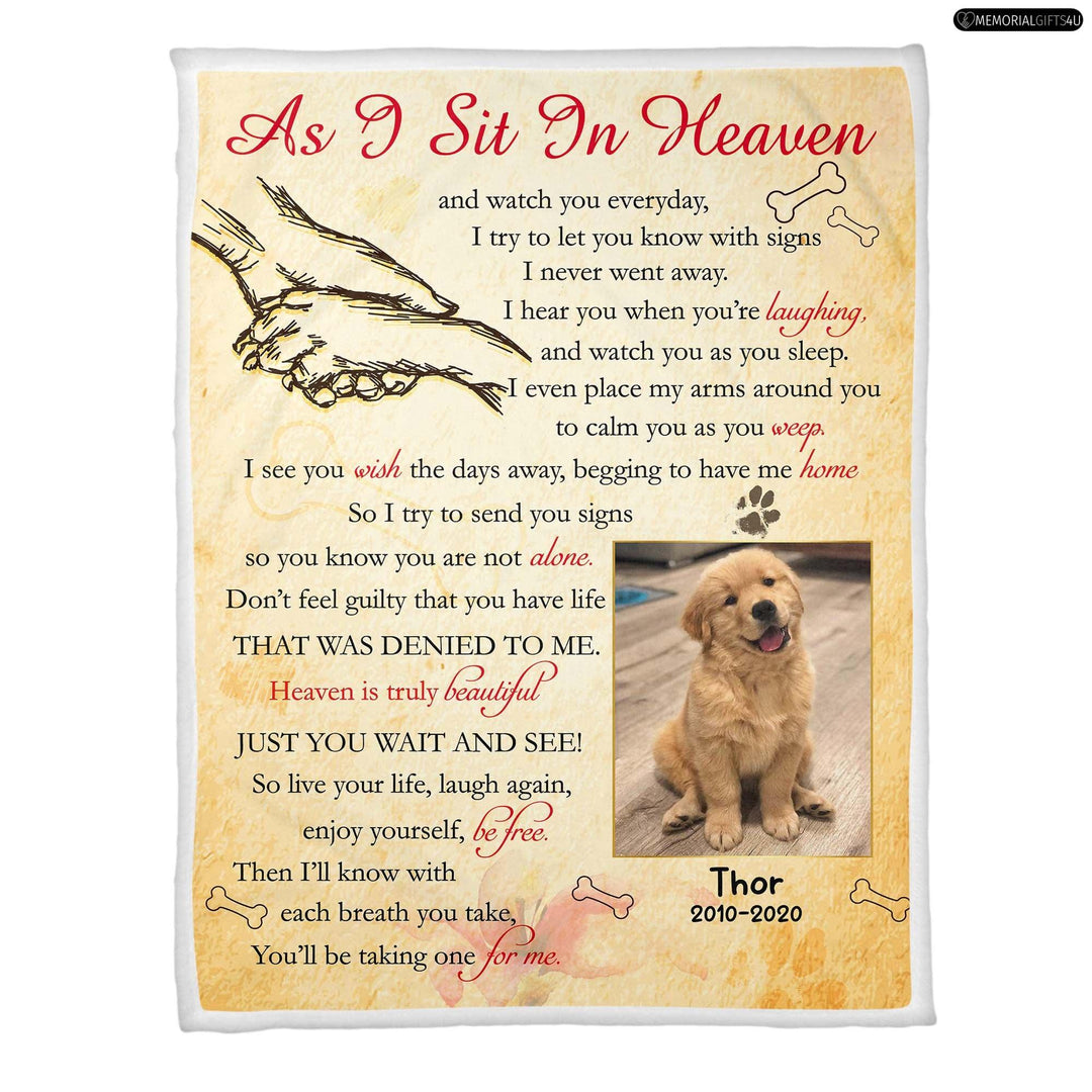 As I Sit In Heaven Poem - Dog Memory Blanket
