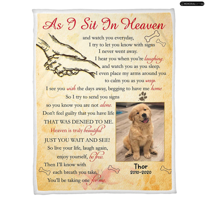 As I Sit In Heaven Poem - Dog Memory Blanket