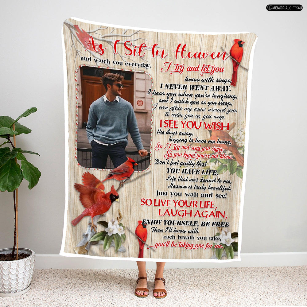 As I Sit In Heaven Poem - Personalized Condolence Gifts For Loss Of Mother Fleece Blanket