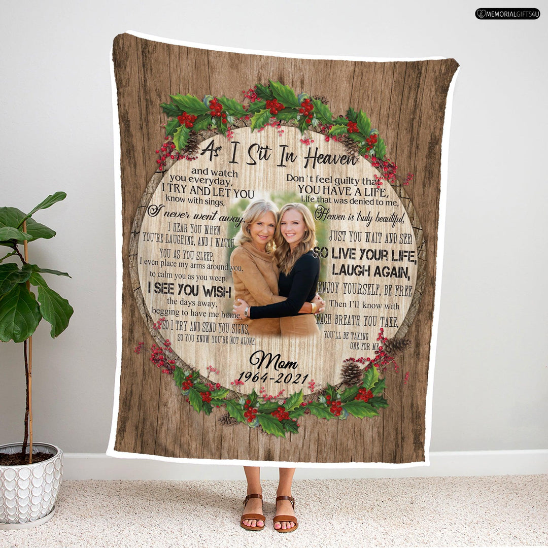 As I Sit In Heaven - Sympathy Gifts For Loss Of Mother Fleece Blanket