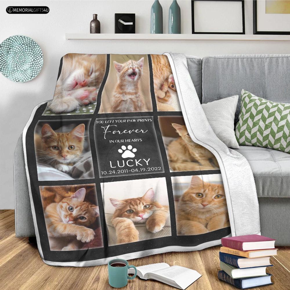 FOREVER IN OUR HEARTS - Personalized Cat remembrance gifts Fleece Blanket