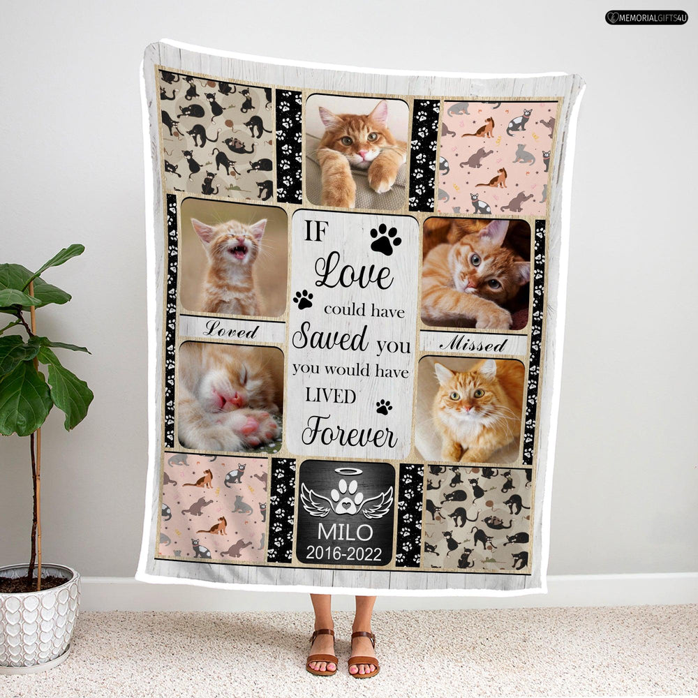 Lived Forever - Personalized Cat remembrance gifts Fleece Blanket