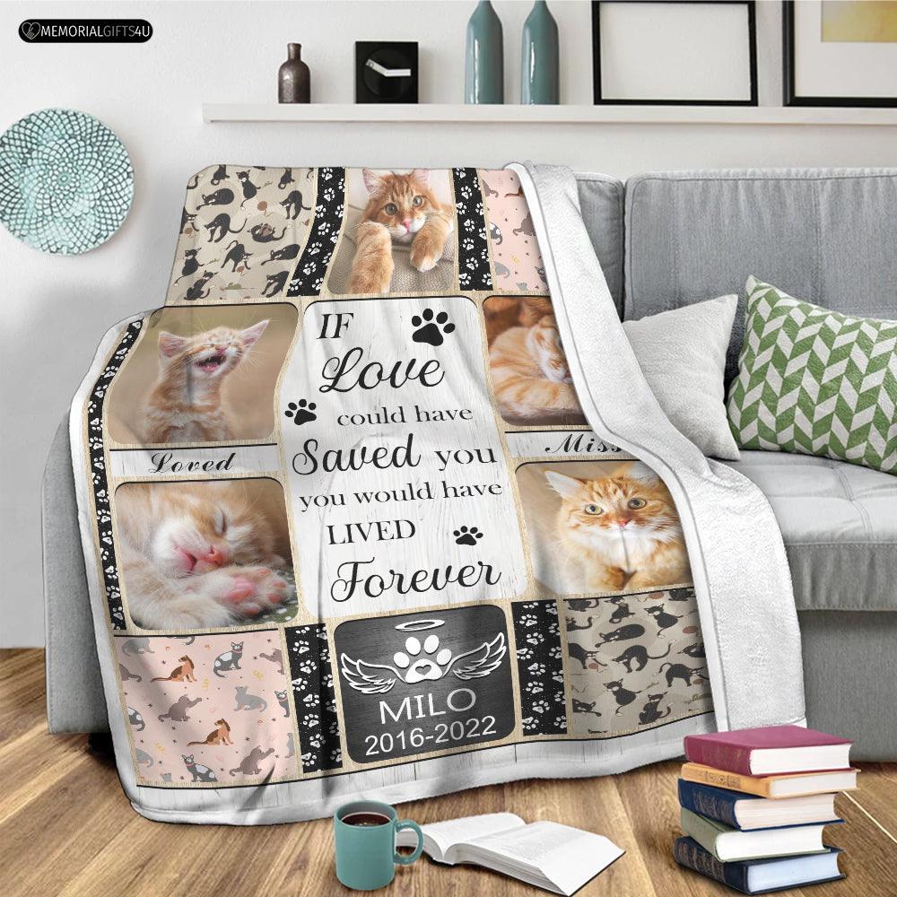 Lived Forever - Personalized Cat remembrance gifts Fleece Blanket