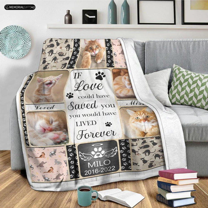 Lived Forever - Personalized Cat remembrance gifts Fleece Blanket