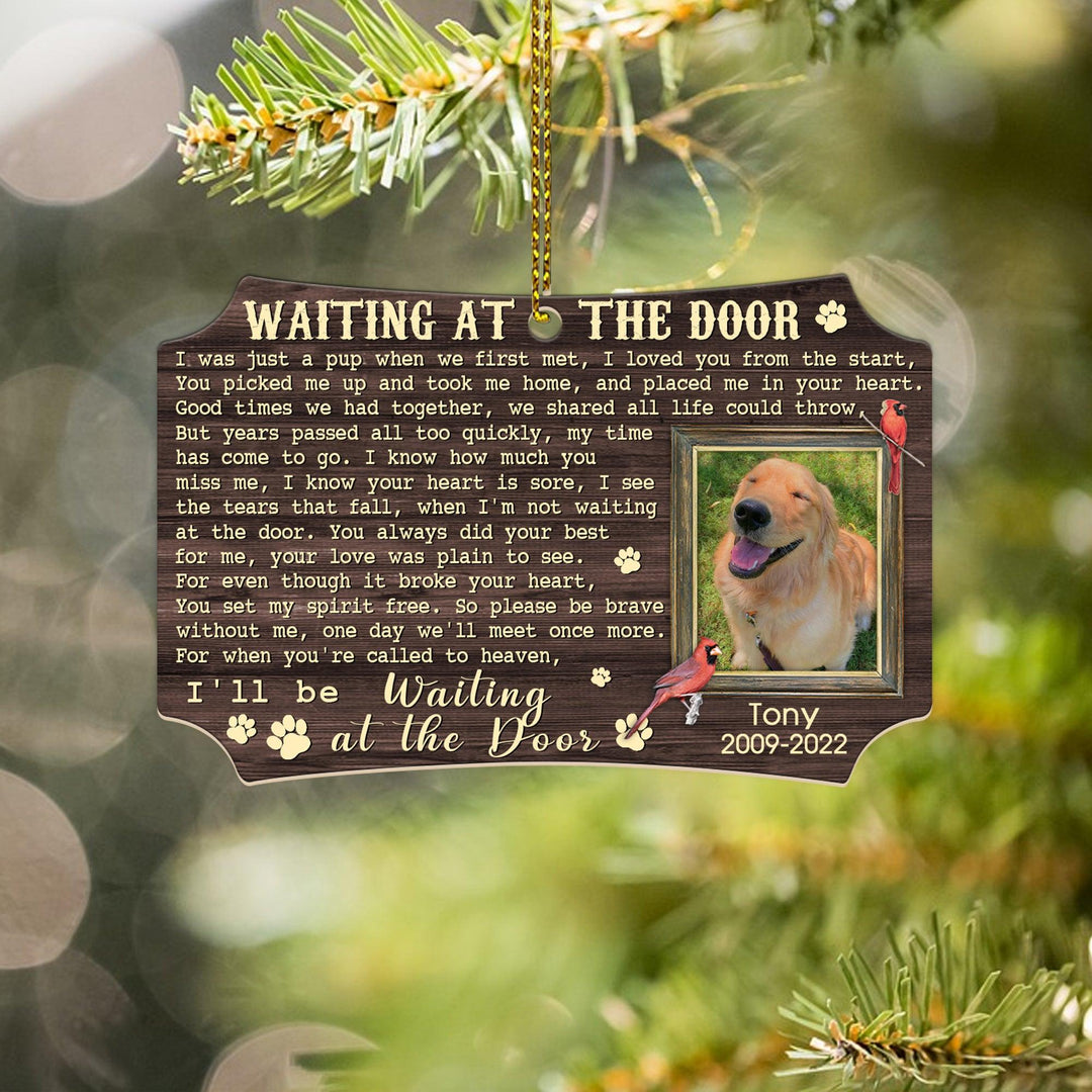 Waiting At The Door - Scalloped Aluminum Dog Memorial Ornament