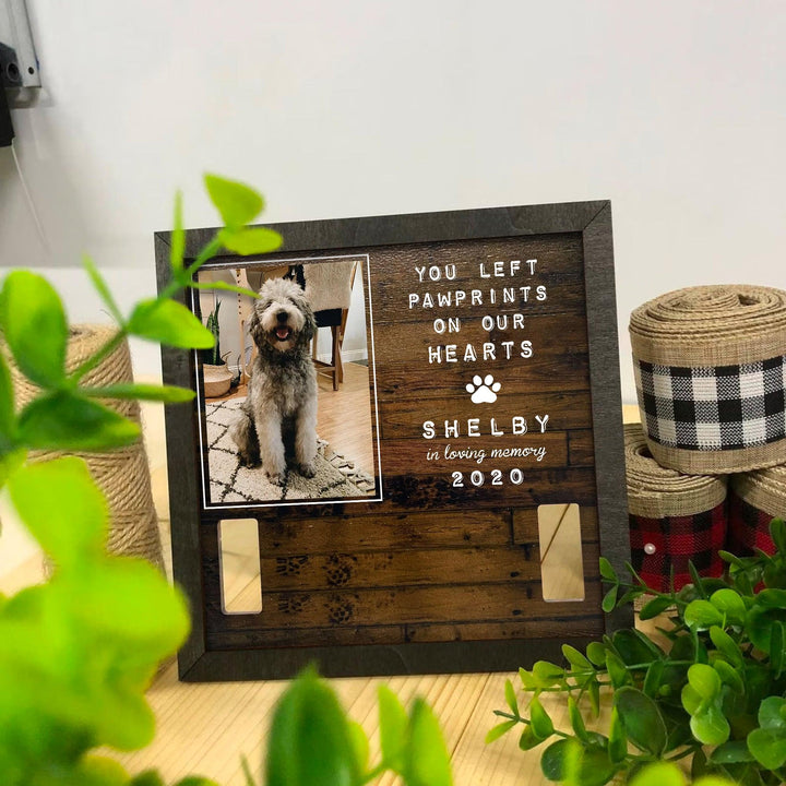 You Left Paw Prints On Our Hearts Dog Collar Frame - Memorial Picture Frame
