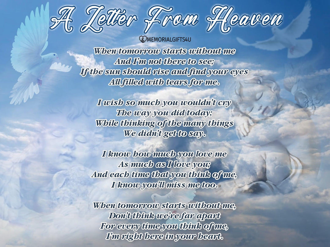 A Letter from Heaven: A Poem of Comfort and Hope for Those Dealing with Grief - Memorial Gifts 4u