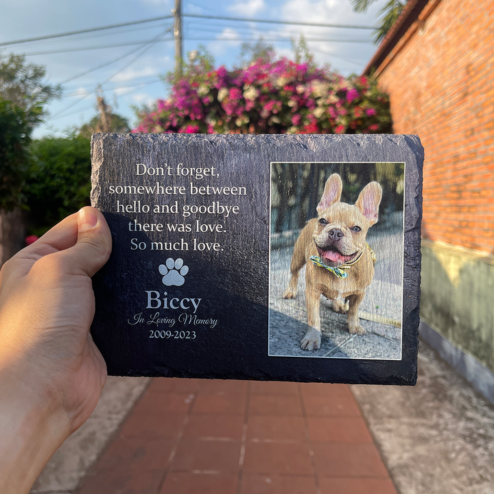 Don't Forget, Somewhere Between Hello And Goodbye There Was Love - Personalized Memorial Stone