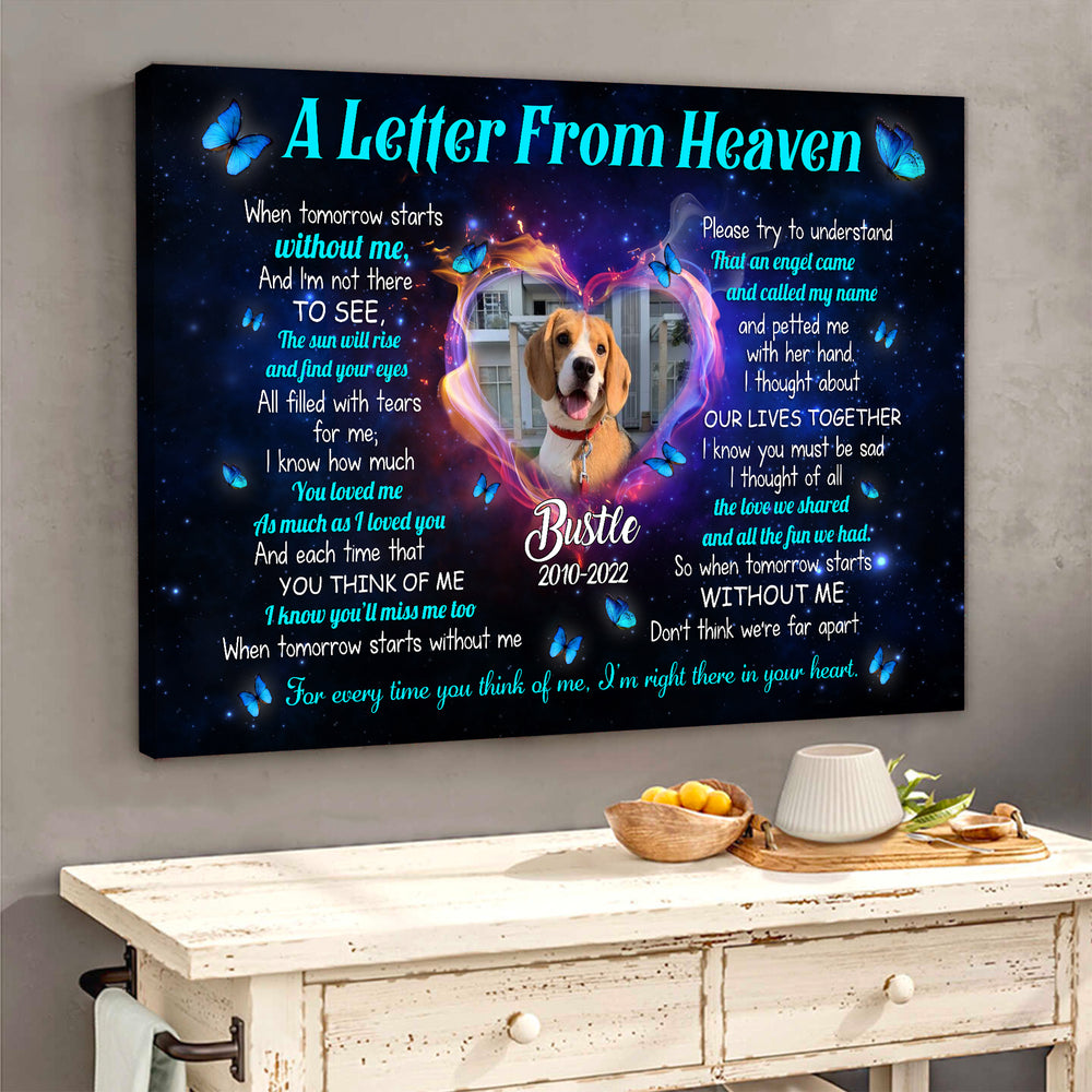 A Letter From Heaven  - Dog Memorial Canvas