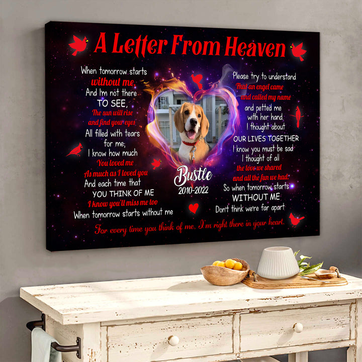 A Letter From Heaven  - Dog Memorial Canvas