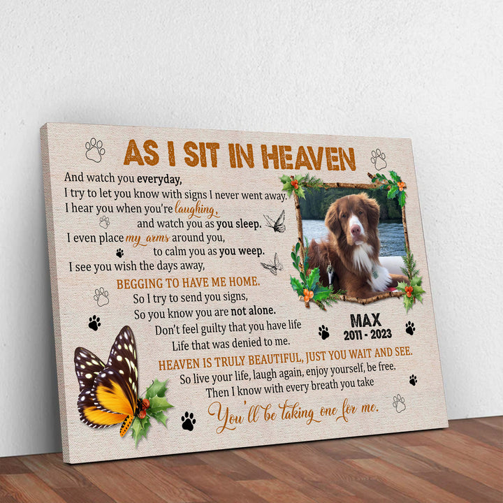 As I Sit In Heaven - Dog Memorial Canvas