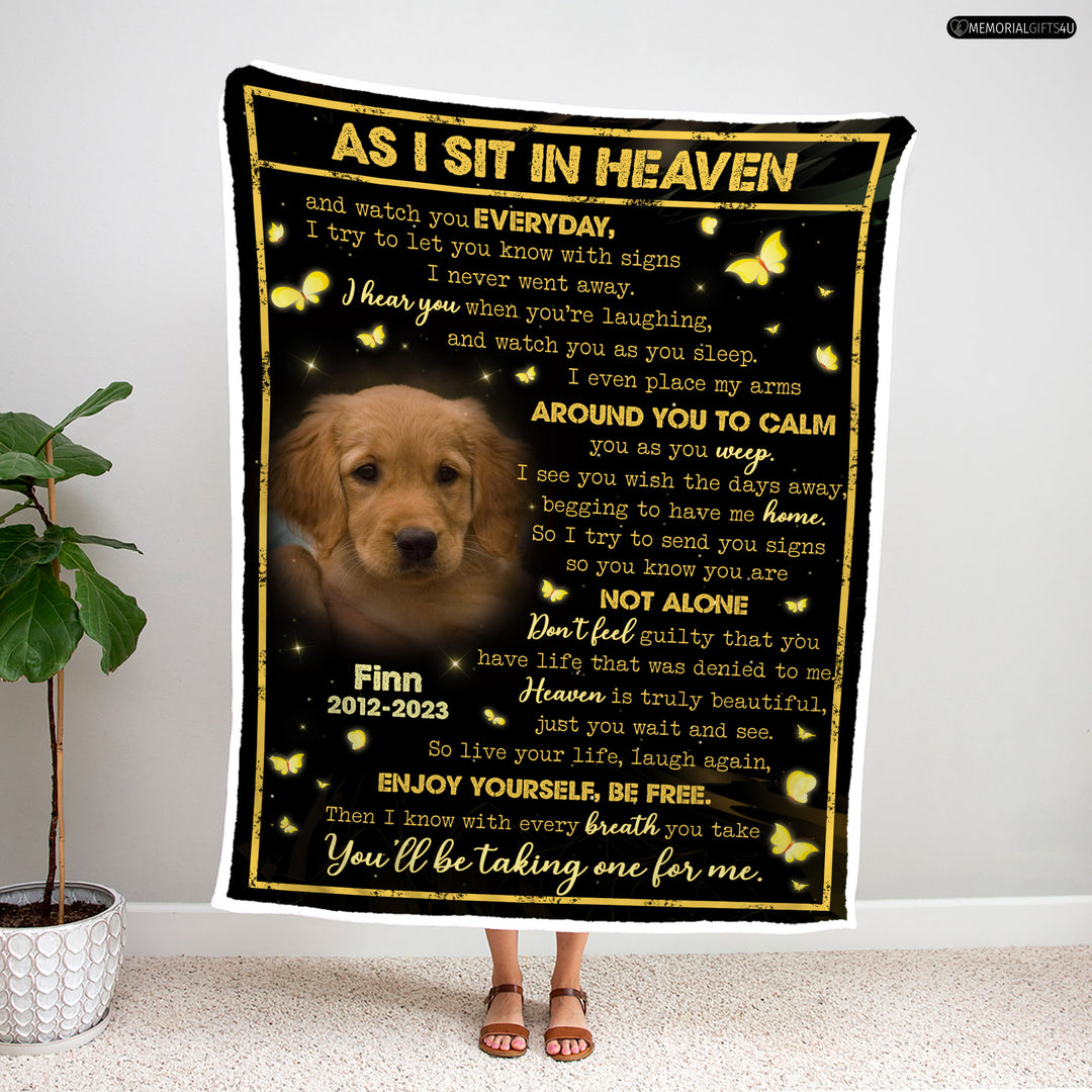 As I Sit In Heaven Poem Dog Memory Blanket - Dog Memorial Gifts 