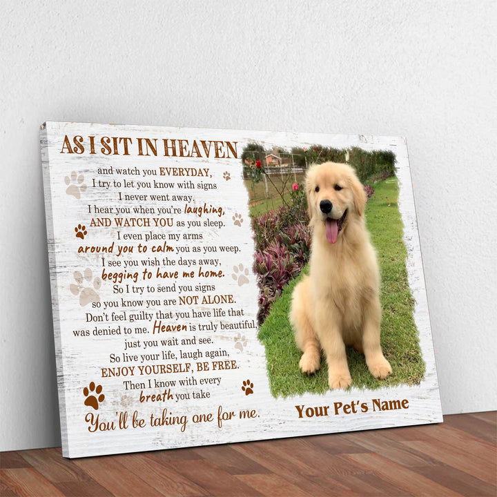 As I sit In Heaven - Dog Memorial Canvas