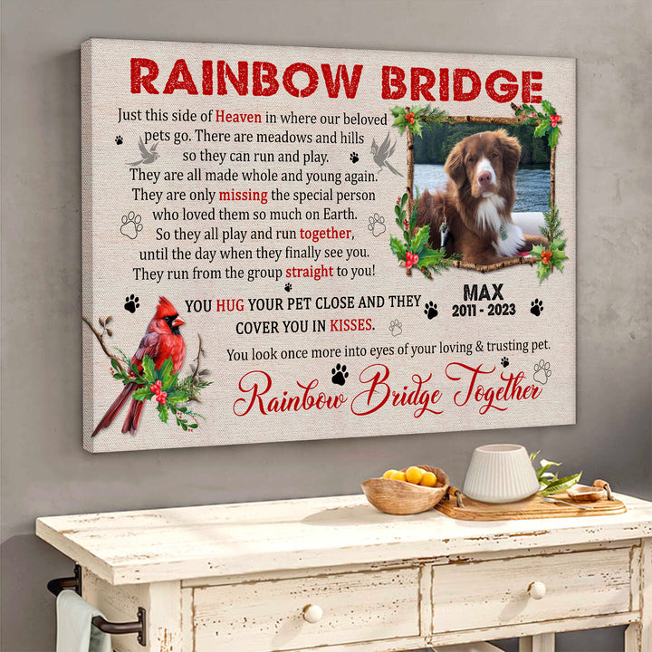 Cardinal Rainbow Bridge Poem - Dog Memorial Canvas