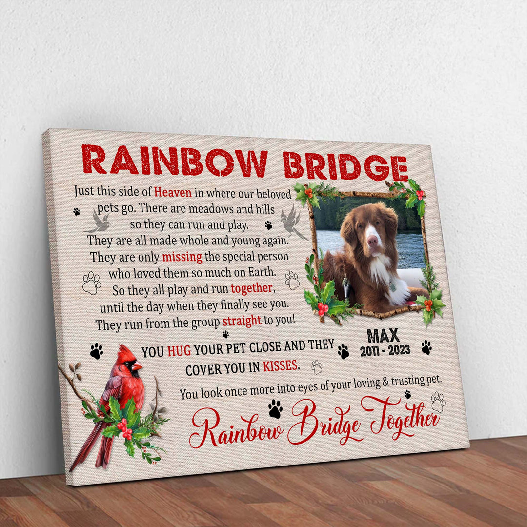 Cardinal Rainbow Bridge Poem - Dog Memorial Canvas