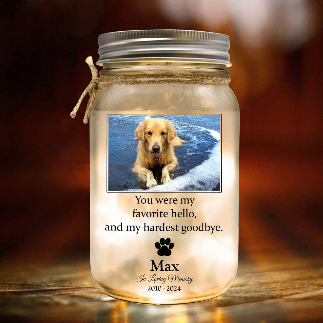 You Were My Favorite Hello And My Hardest Goodbye - Memorial Personalized Jar Light