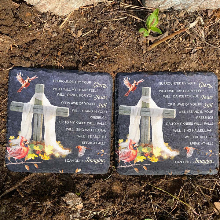 Surrounded By Your Glory - Personalized Memorial Square Stone