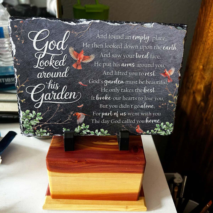 God Looked Around His Garden - Personalized Memorial Stone
