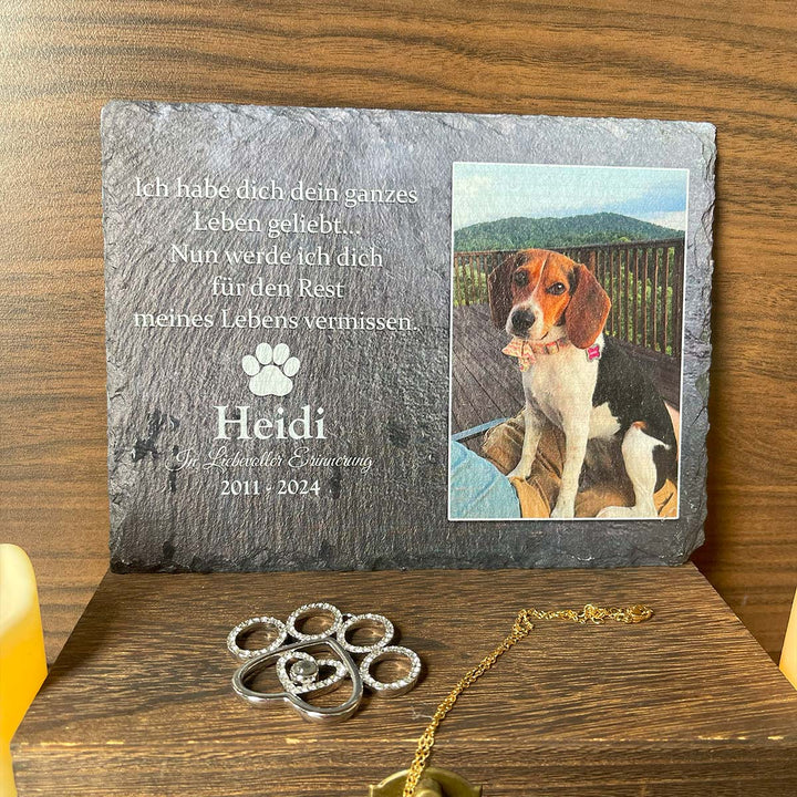 Ich habe dich dein ganzes Leben geliebt - Personalized Dog Memorial Stone