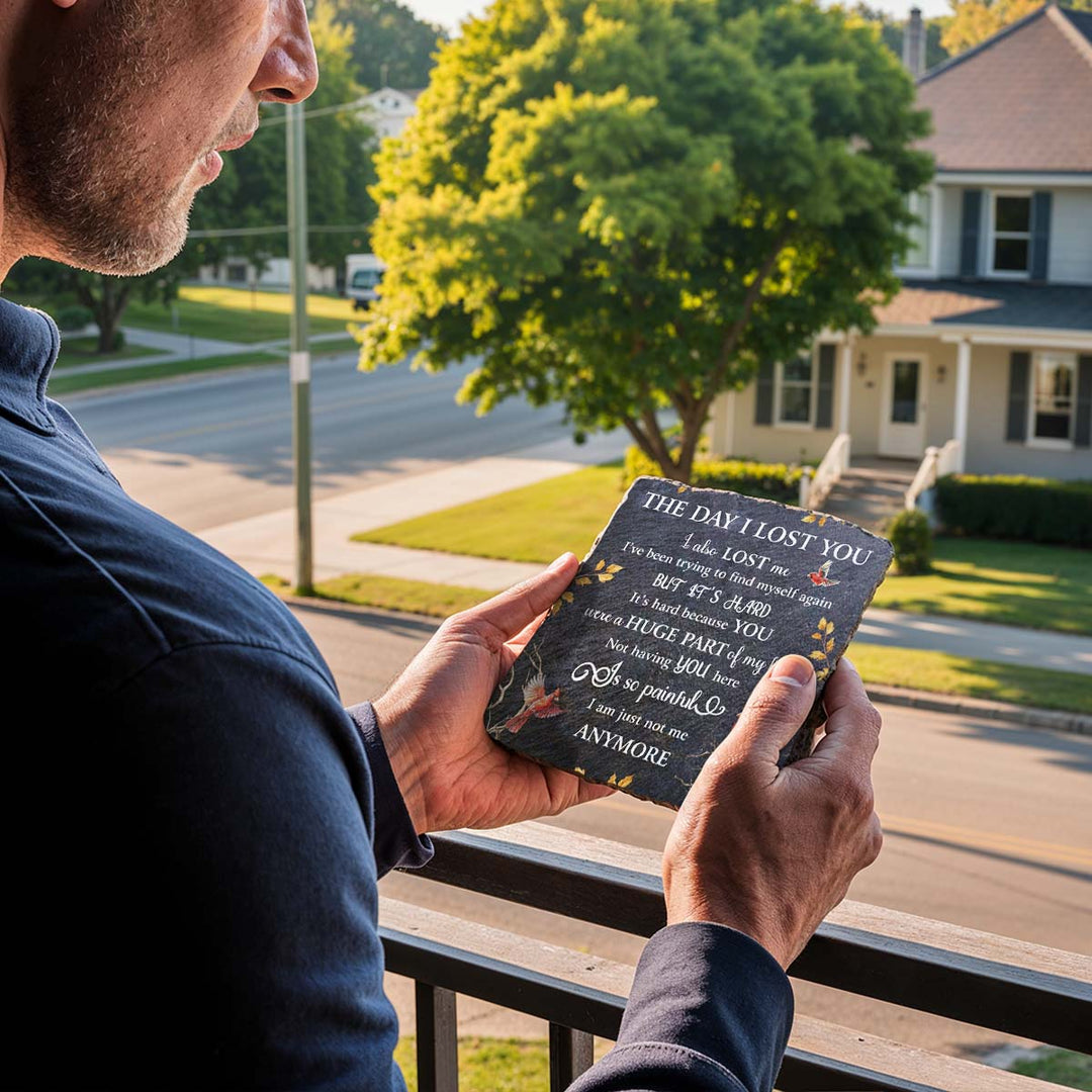 The Day I Lost You - Personalized Memorial Square Stone