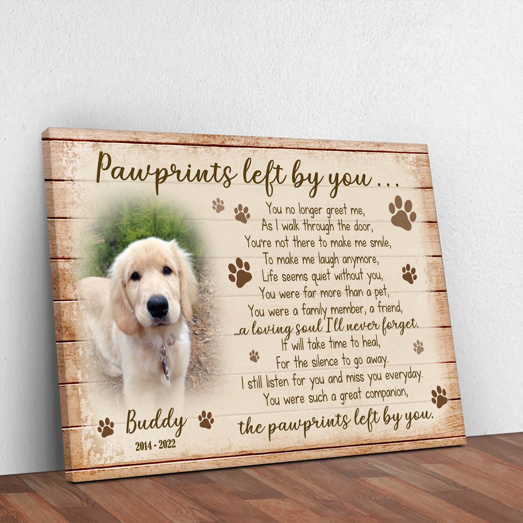 Pawprints Left By You - Dog Memorial Canvas – Memorial Gifts 4u