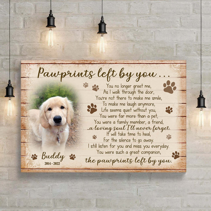 Pawprints Left By You  - Dog Memorial Canvas