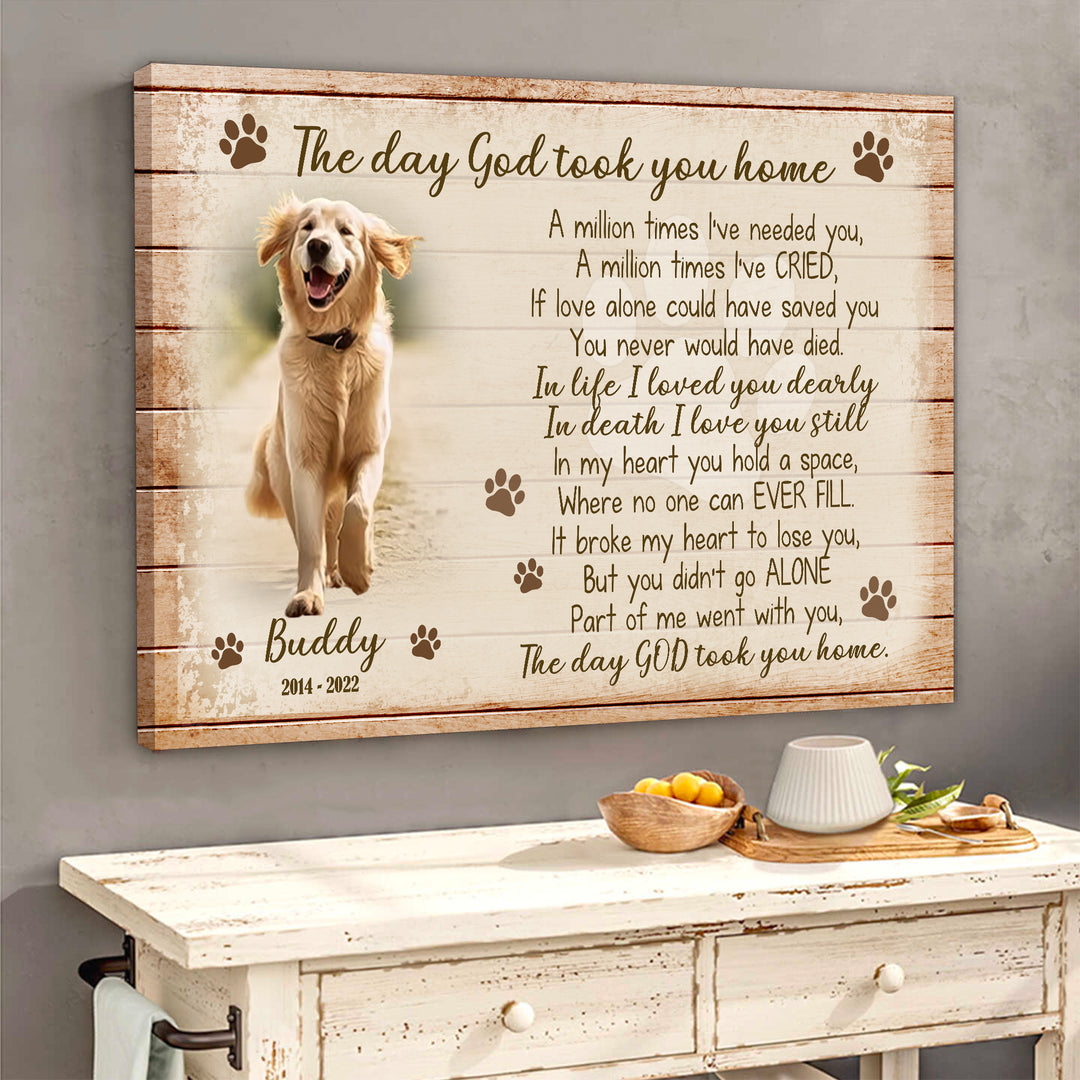 The Day God Took You Home Poem - Dog Memorial Canvas – Memorial Gifts 4u