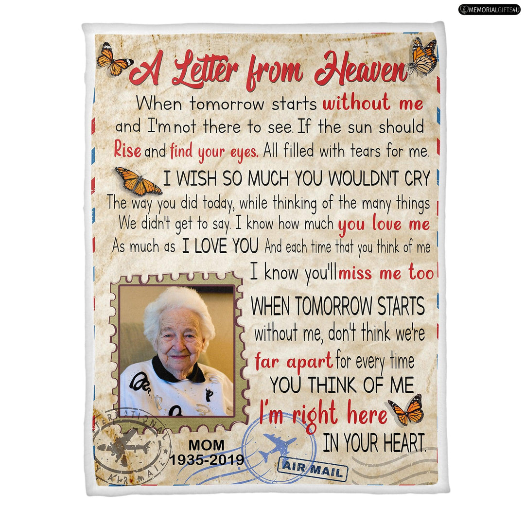 A Letter From Heaven - Personalized Sympathy Gifts For Loss Of Mother Fleece Blanket