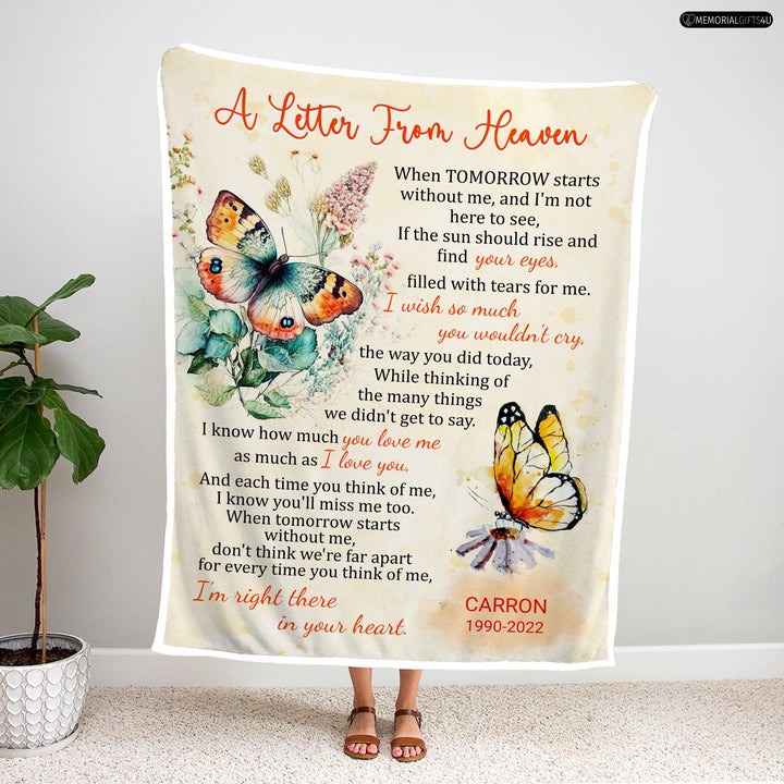 A Letter From Heaven Poem - Remembrance Gifts For Loss Of Mother Fleece Blanket