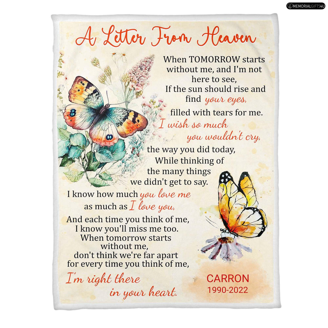 A Letter From Heaven Poem - Remembrance Gifts For Loss Of Mother Fleece Blanket