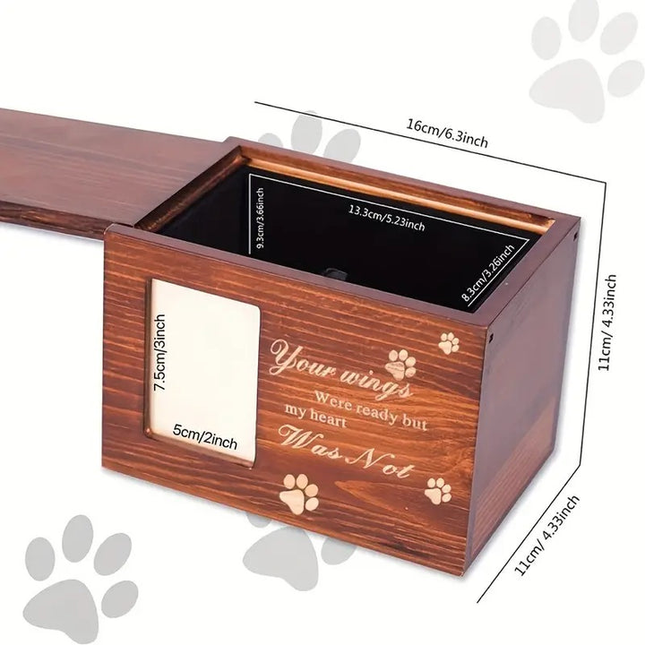 Pet Memorial Wooden Box for Dog, Wooden Funeral Cremation Urns with Photo Frame, Memorial Keepsake Memory Box, Loss Pet Memorial Remembrance Gift